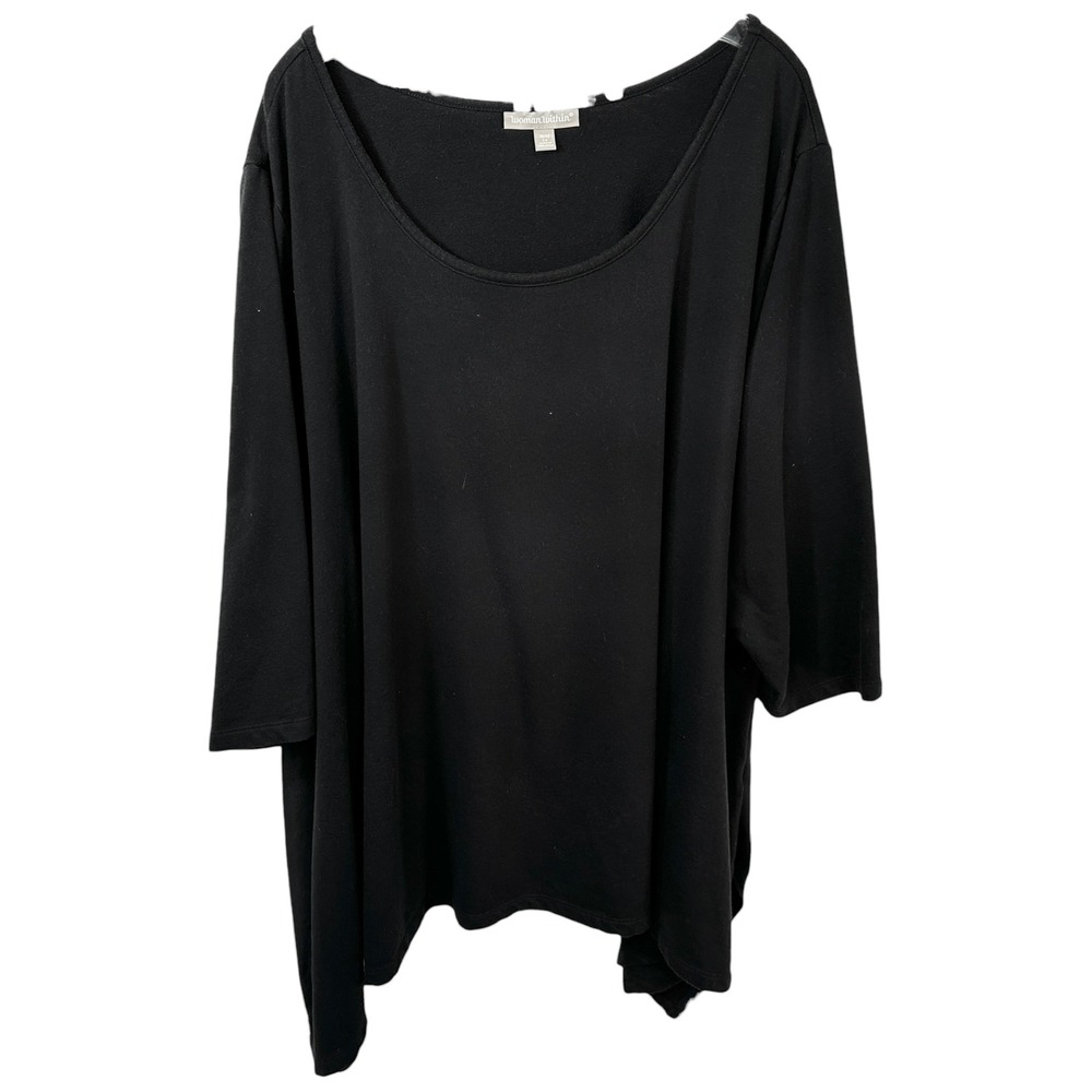 Woman Within Plus Size‎ 38/40 Top 5X Solid Black Knit Career Basic Capsule 835